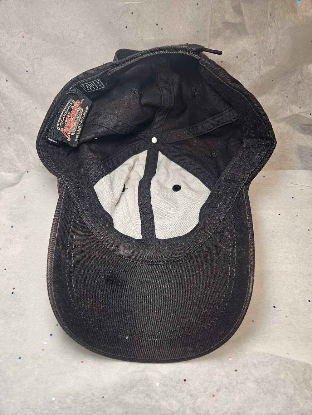 Black Rhinestone Script Baseball Cap - Picture 3 of 6